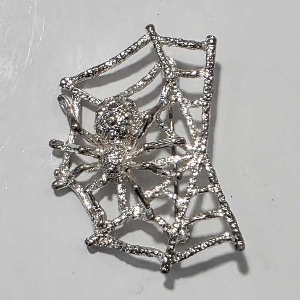 Vintage Silver Spider Web Brooch